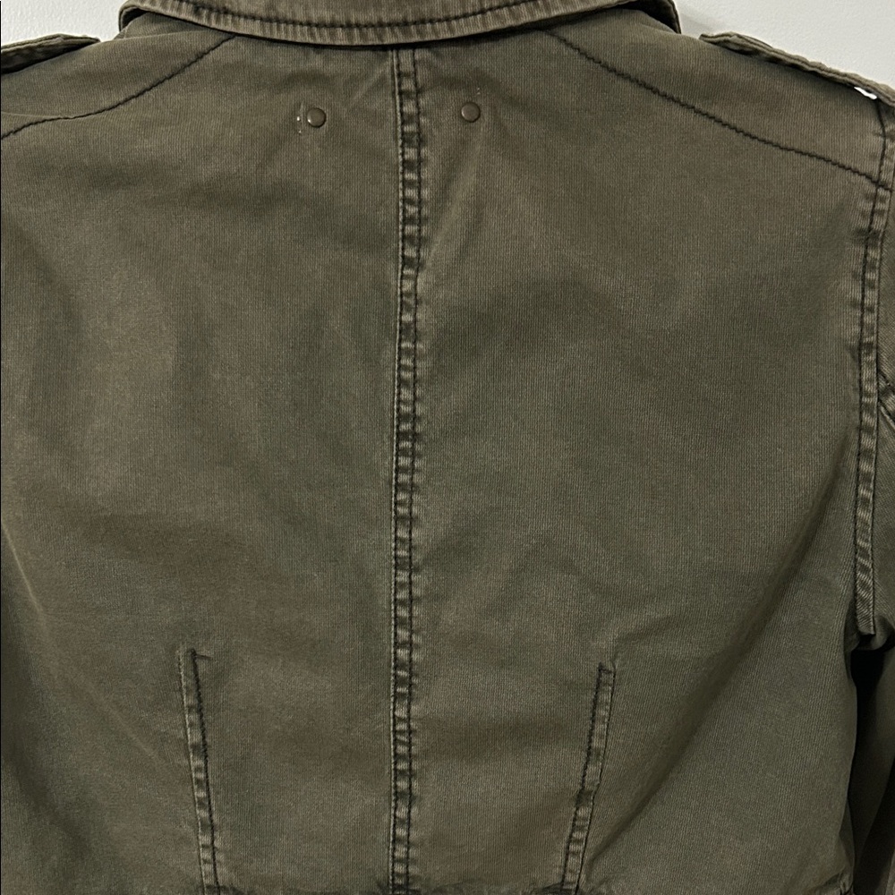 Heihei Anthropologie Jacket Women's 2 Olive Green Utility Cropped Military Style - Picture 6 of 15